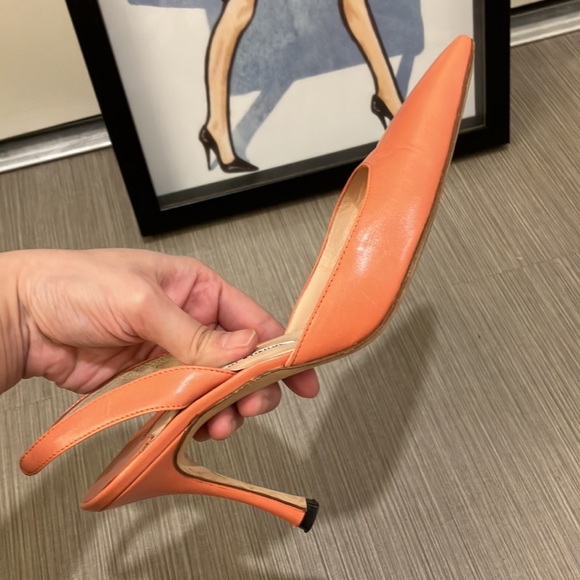 Manolo Blahnik coral slingback heels 37 - Picture 3 of 12